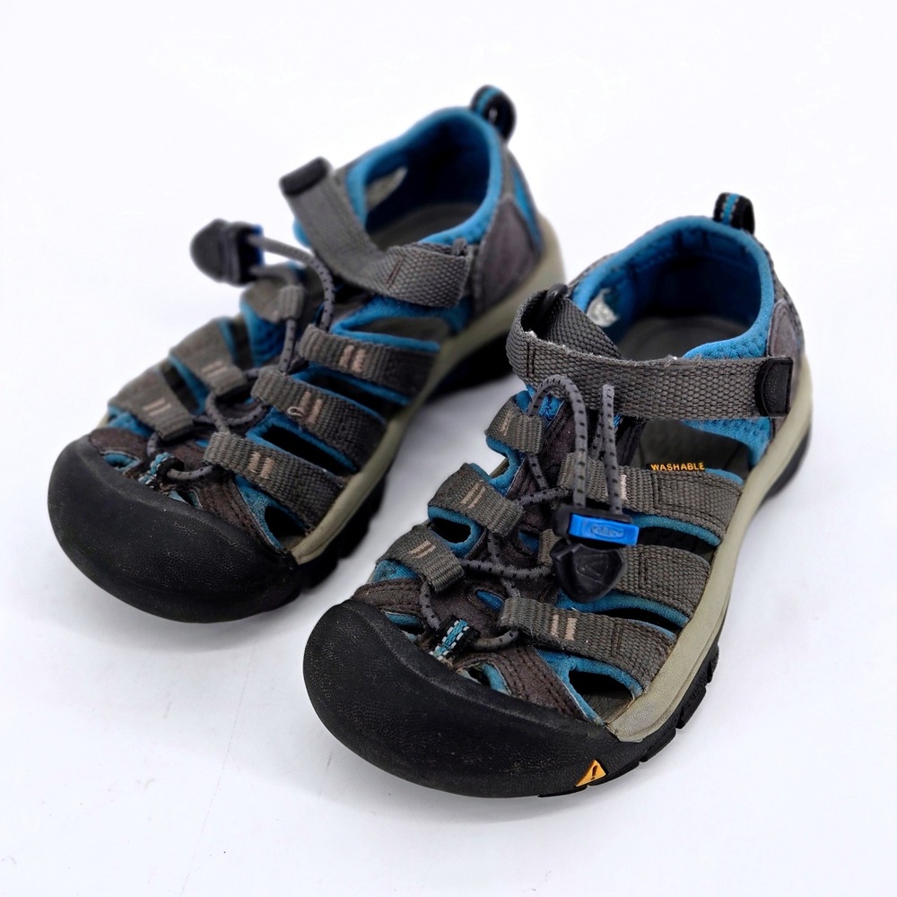KEEN Newport H2 Kids Hiking Sandals Gray Blue Waterproof Strap Shoes Size US 12